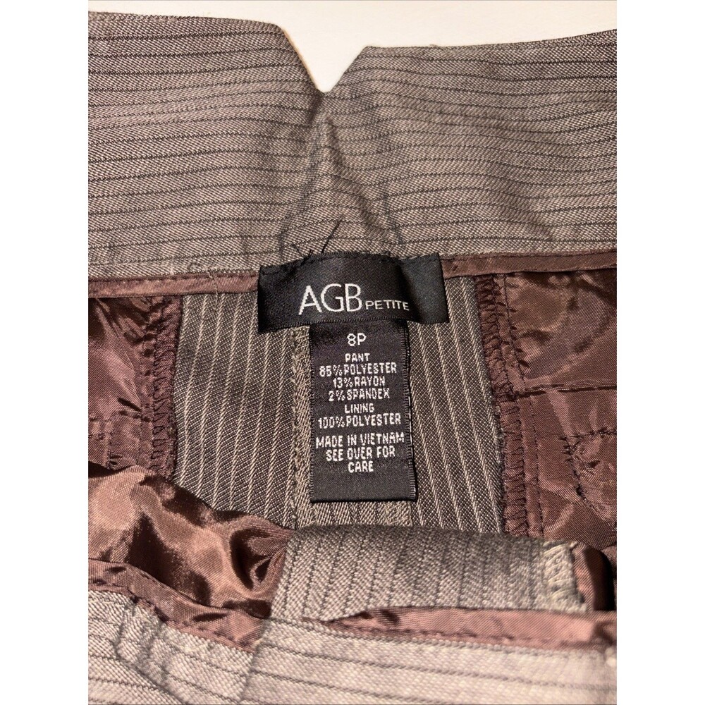 AGB Petite NWT Women’s Brown Pinstripe Wide leg Dress Pants Size 8P - Picture 3 of 7